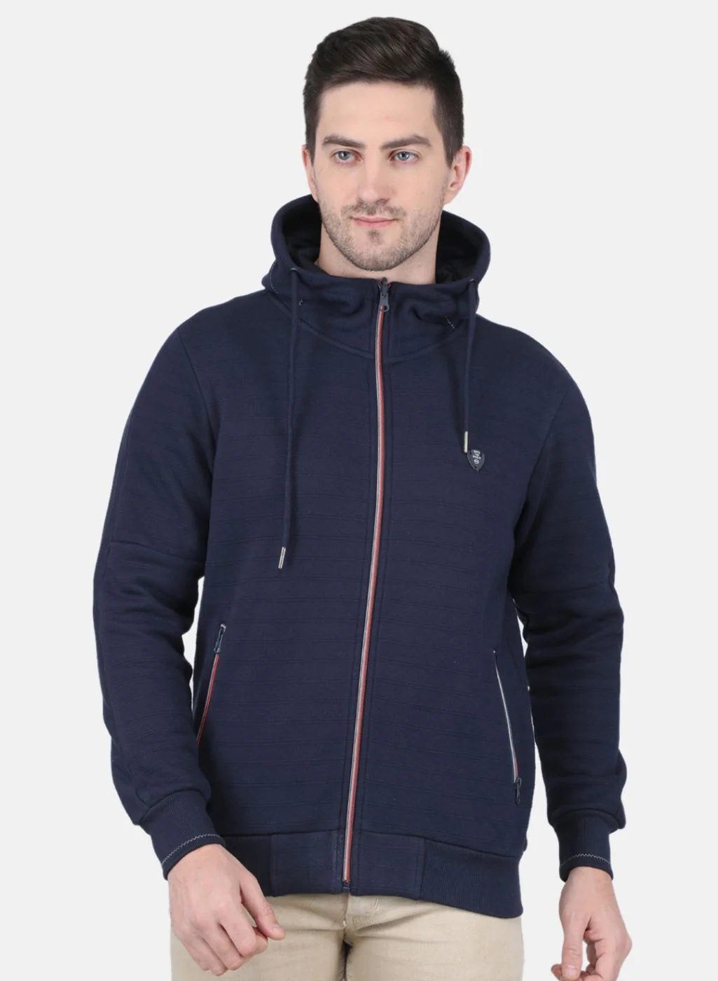 Men Blue Self Design Sweatshirt