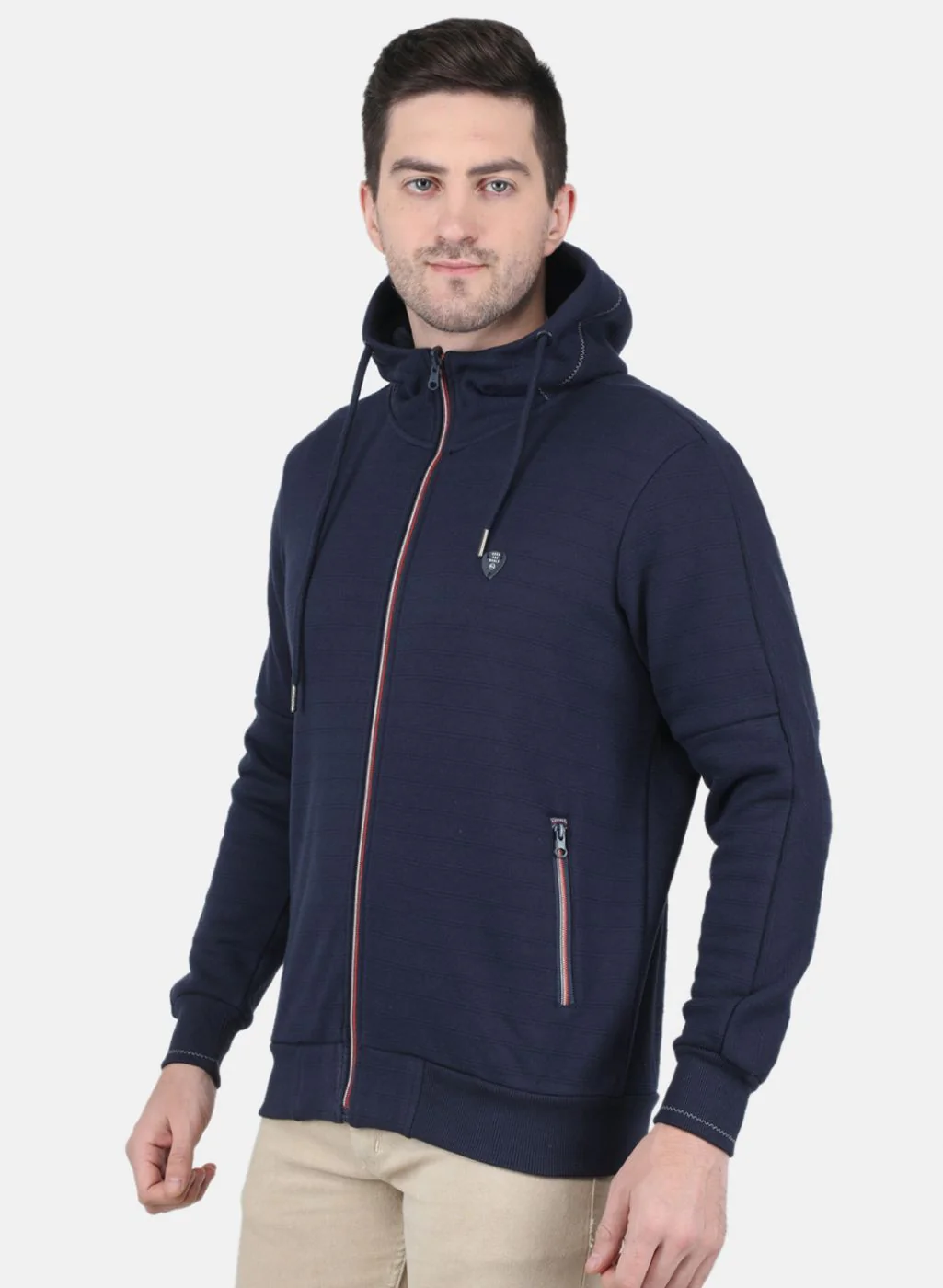 Men Blue Self Design Sweatshirt - Image 2