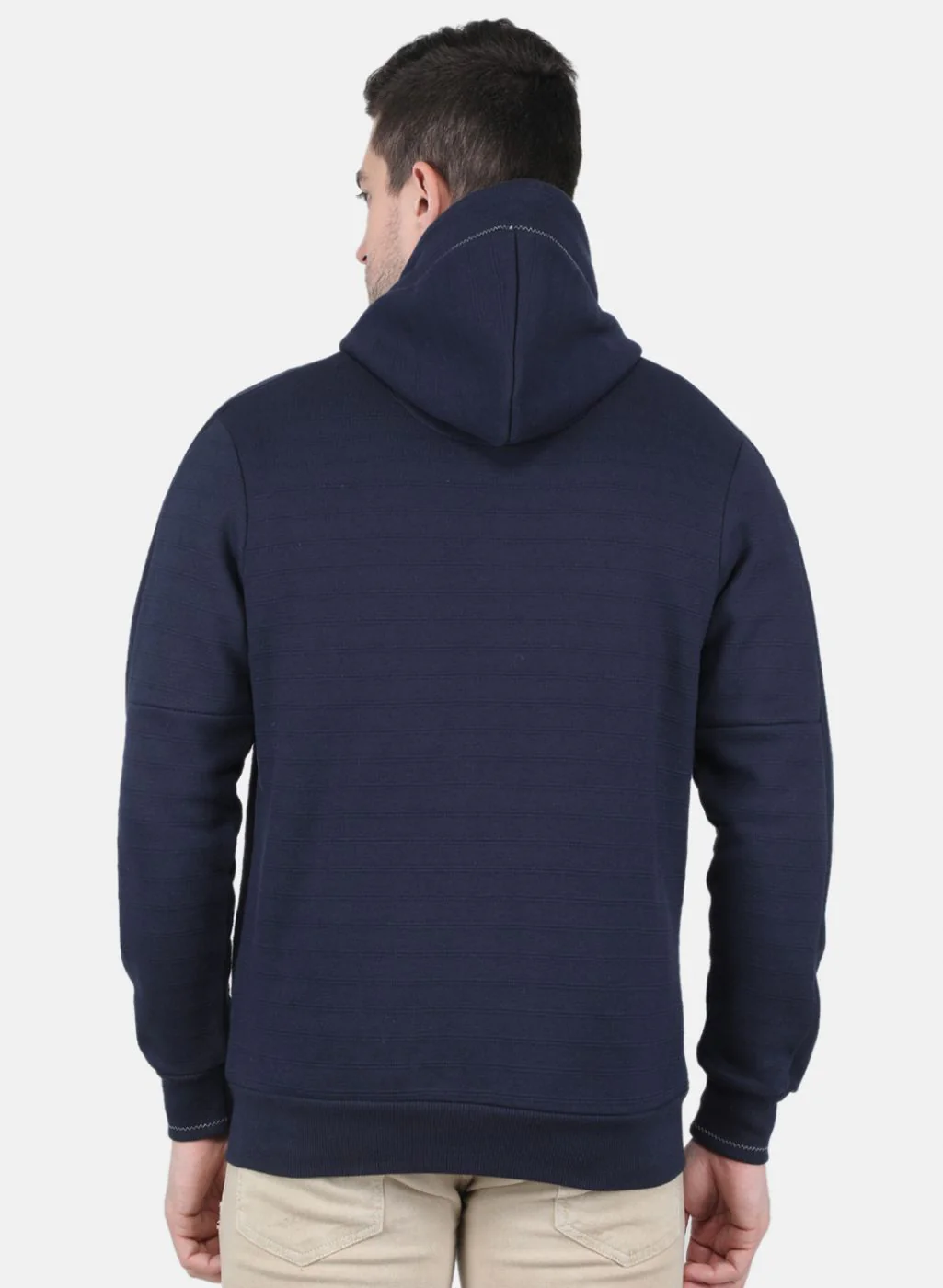 Men Blue Self Design Sweatshirt - Image 3