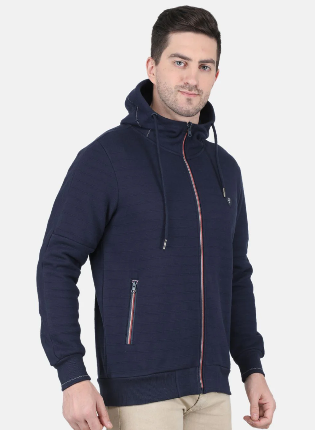 Men Blue Self Design Sweatshirt - Image 6
