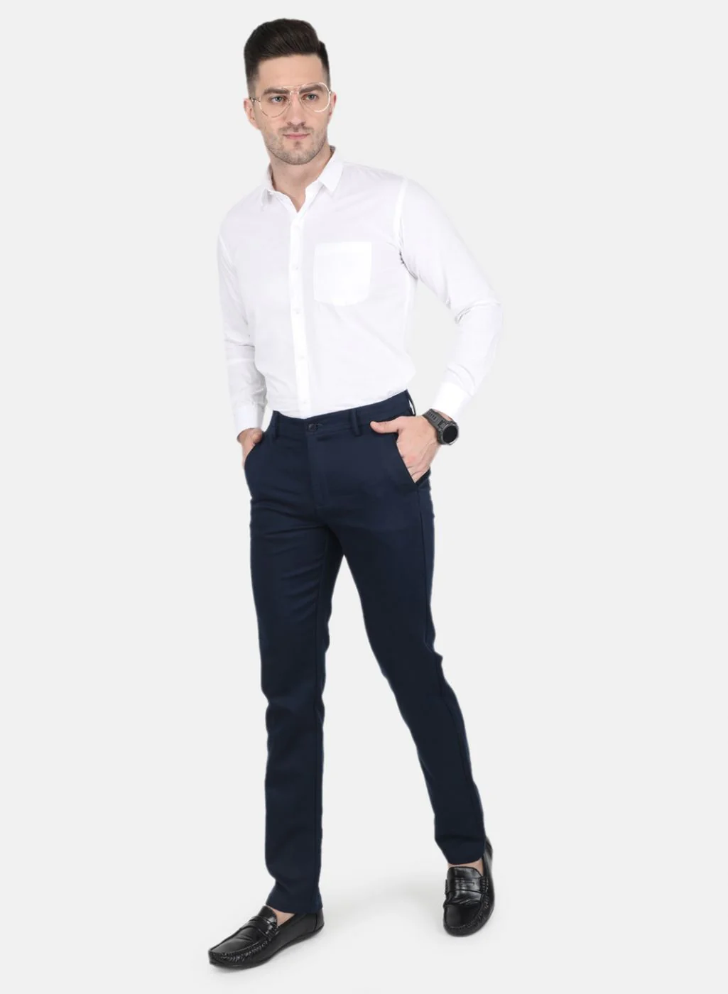 Men Blue Slim Fit Trouser - Image 4