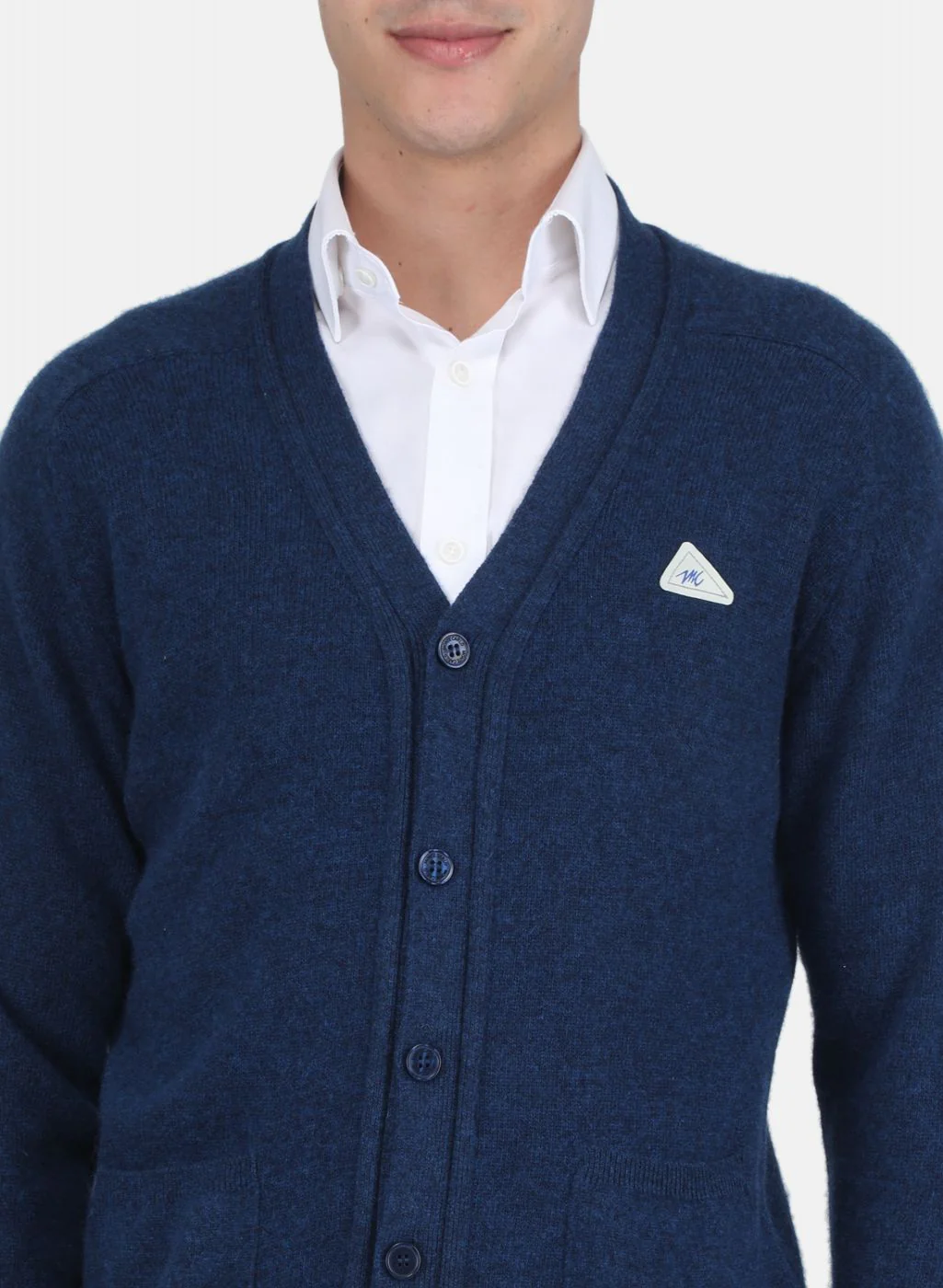 Men Blue Solid Cardigan - Image 5