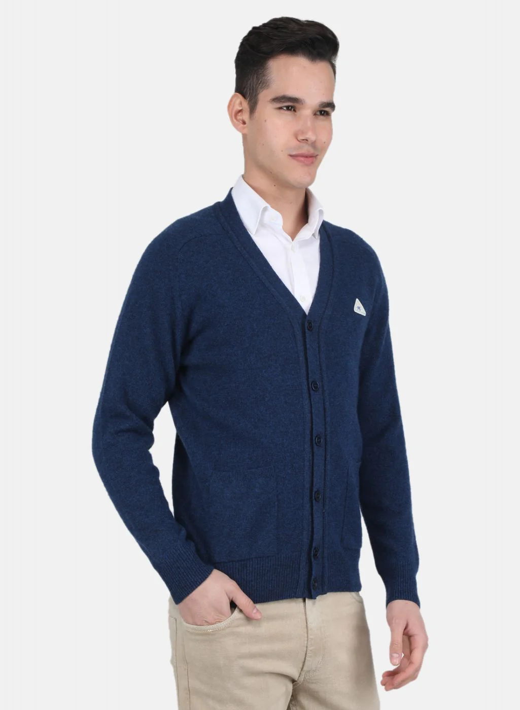 Men Blue Solid Cardigan - Image 6