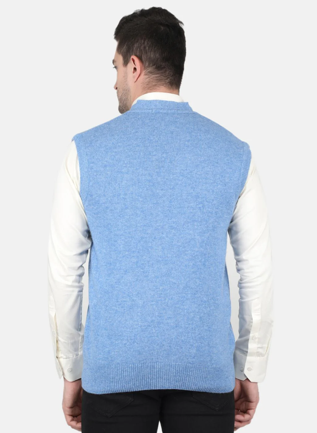 Men Blue Solid Cardigan - Image 3