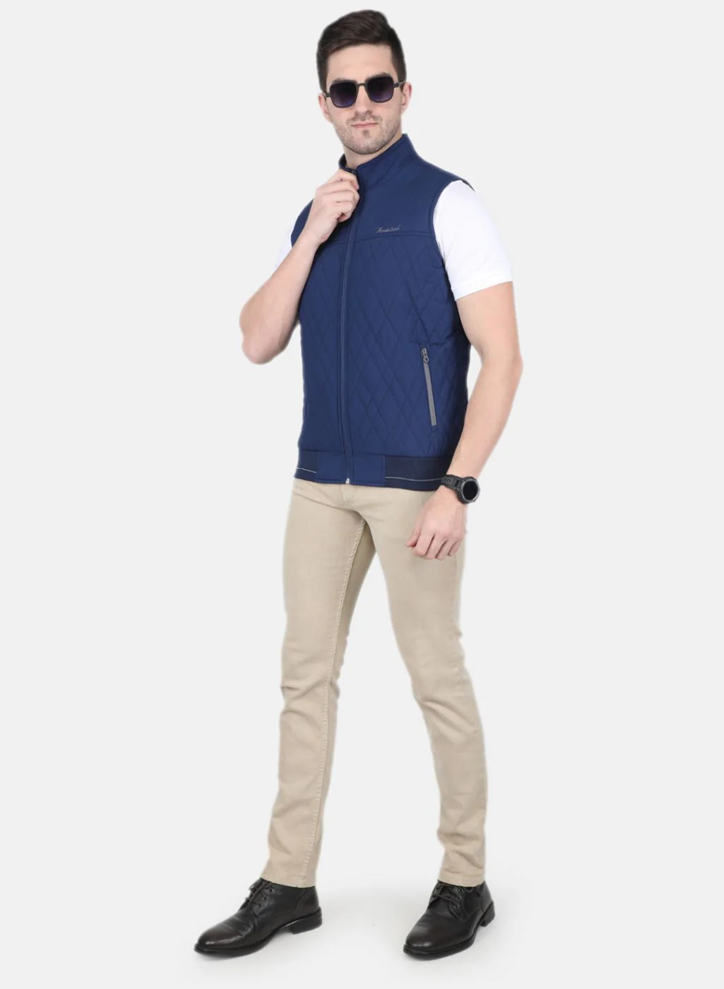 Men Blue Solid Jacket - Image 4