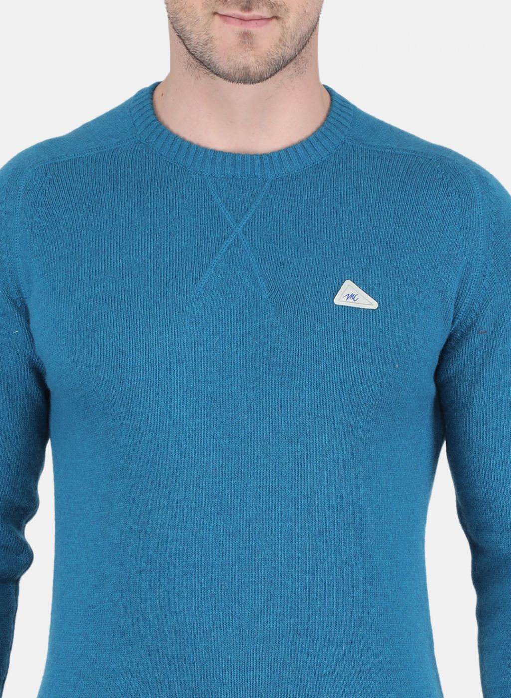 Men Blue Solid Pullover - Image 5