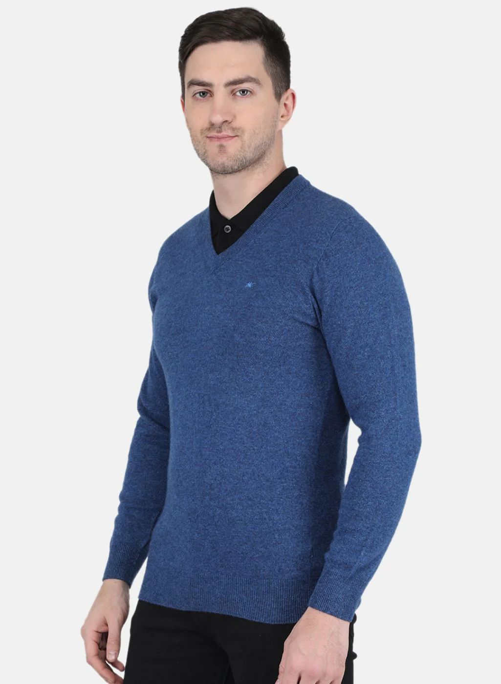 Men Blue Solid Pullover - Image 2