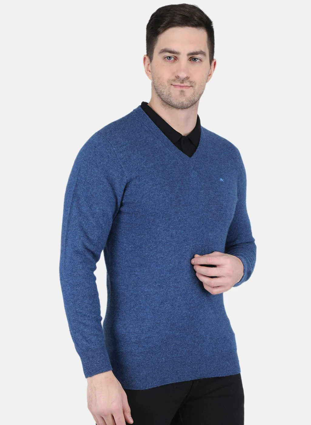 Men Blue Solid Pullover - Image 6
