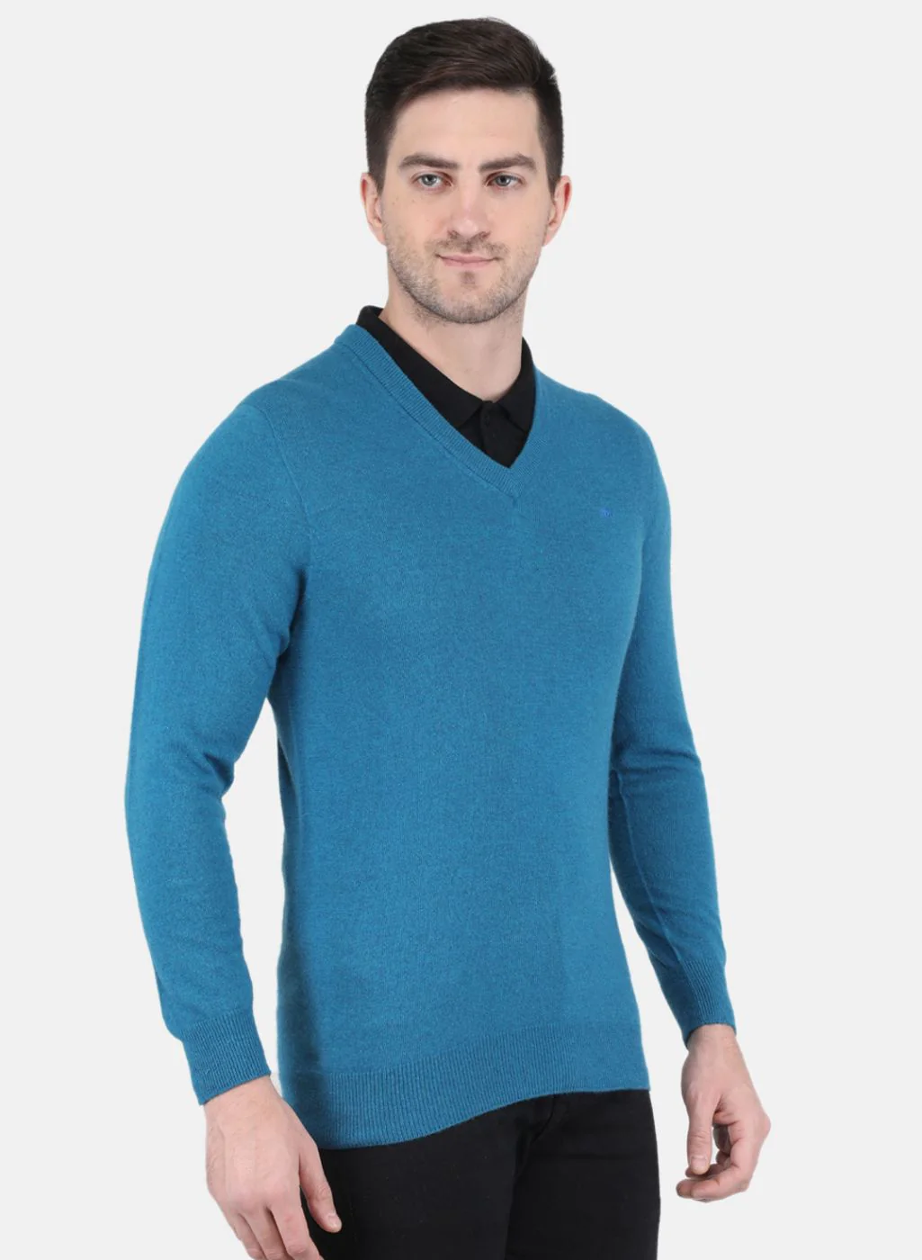 Men Blue Solid Pullover - Image 6