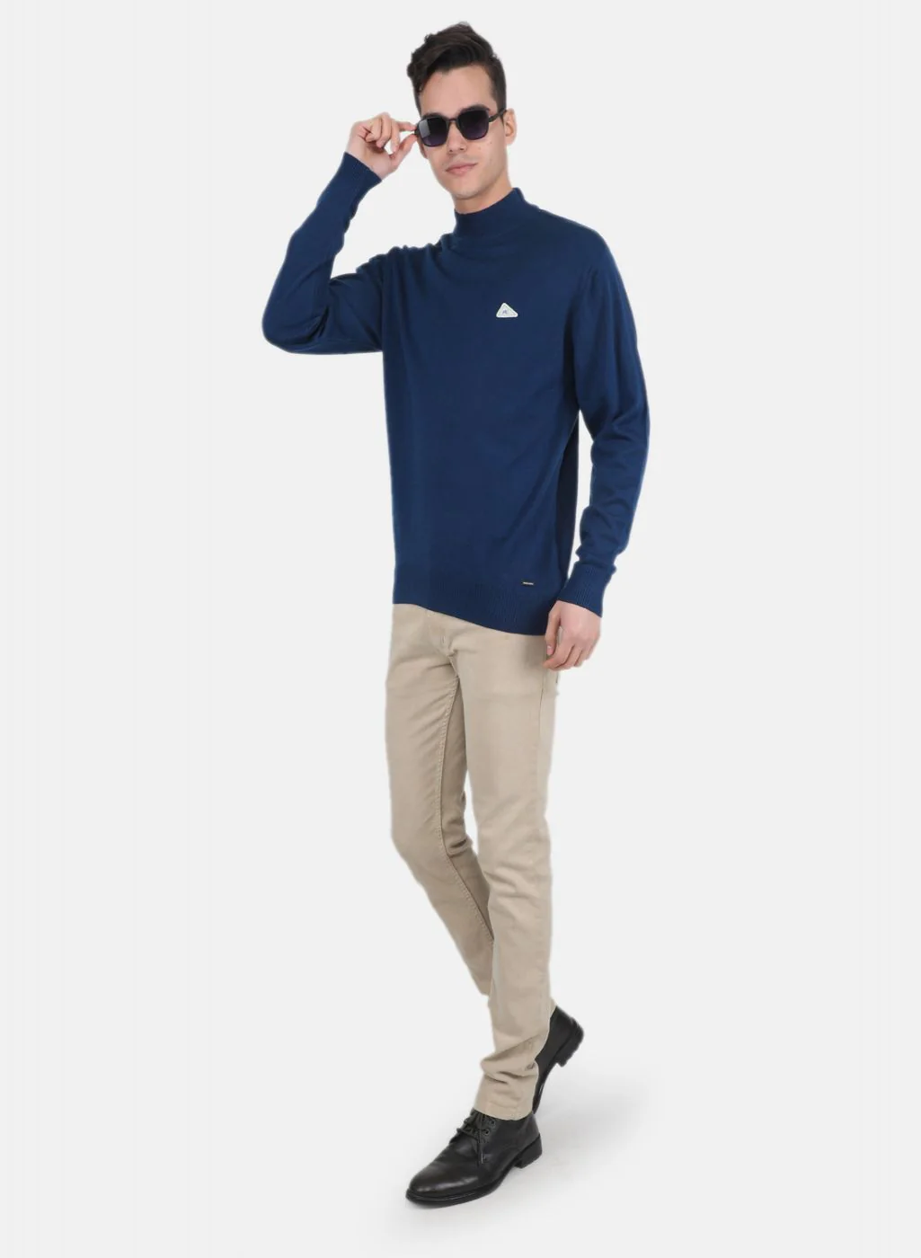Men Blue Solid Pullover - Image 4
