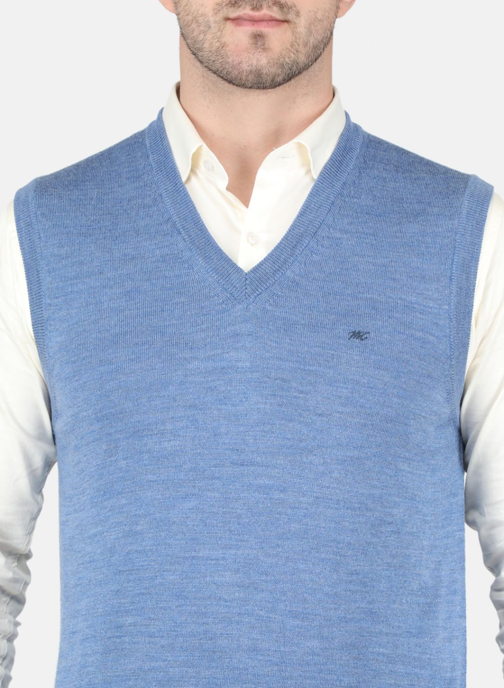 Men Blue Solid Sweater - Image 5