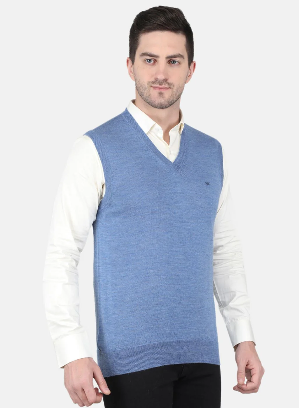 Men Blue Solid Sweater - Image 6