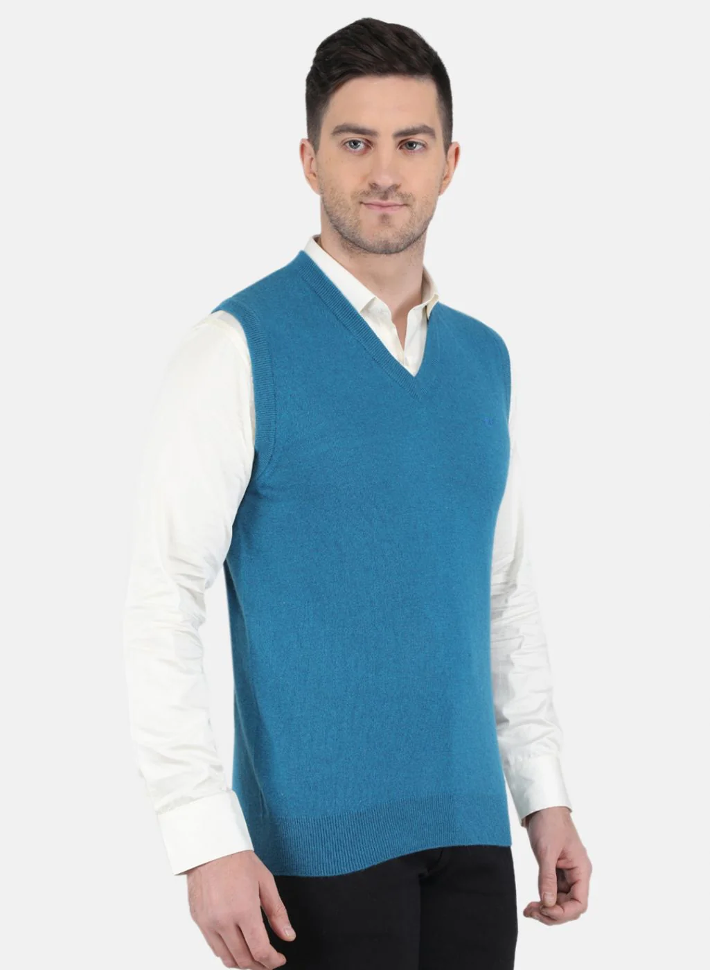 Men Blue Solid Sweater - Image 6