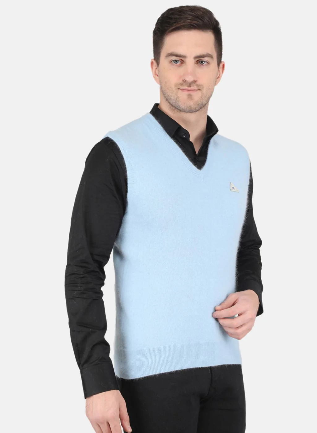 Men Blue Solid Sweater - Image 6