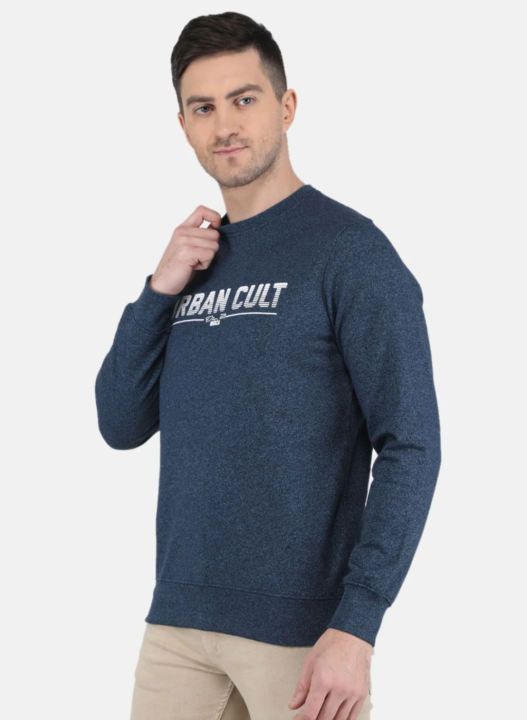 Men Blue Solid Sweatshirt - Image 2
