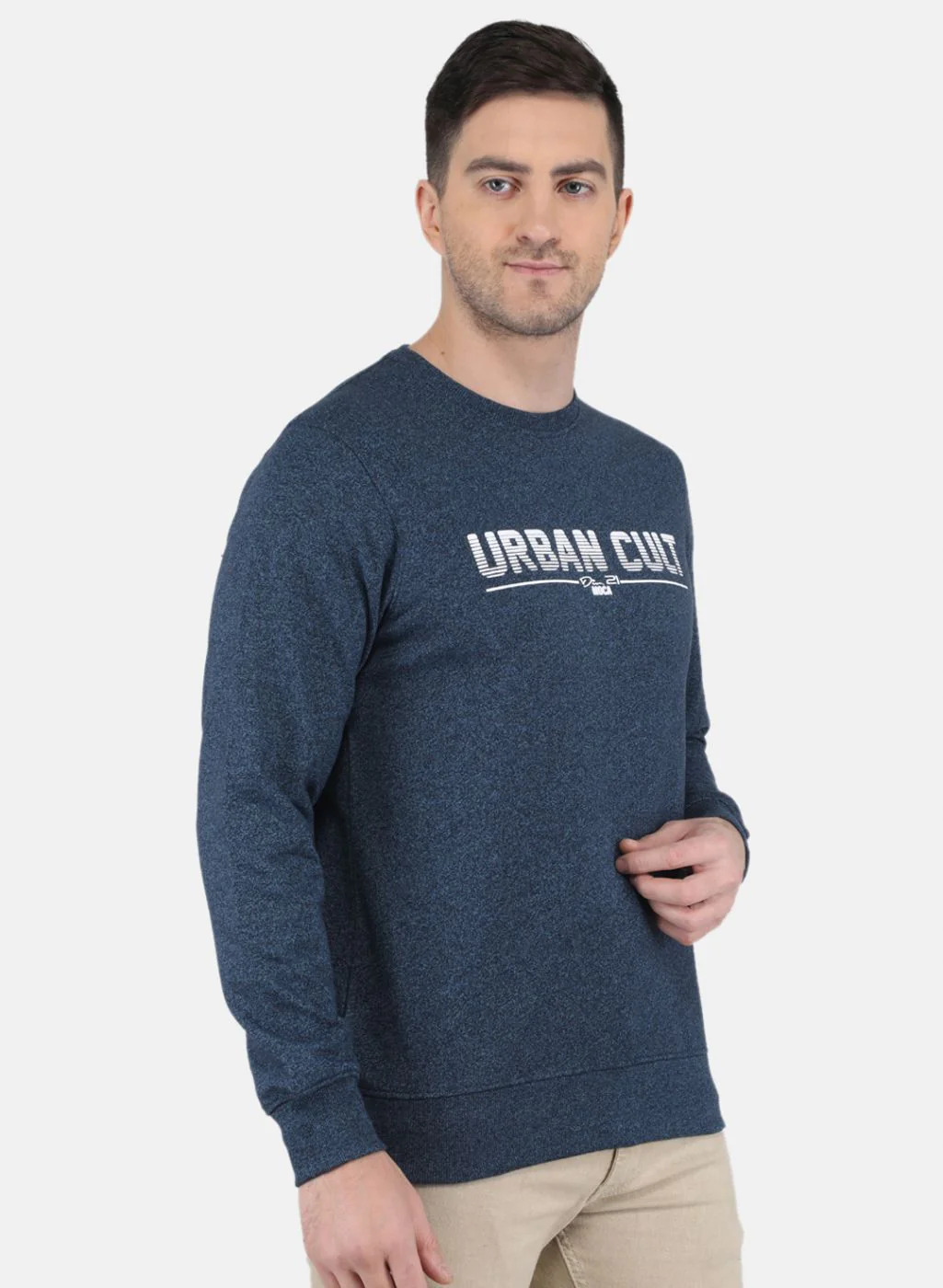 Men Blue Solid Sweatshirt - Image 6