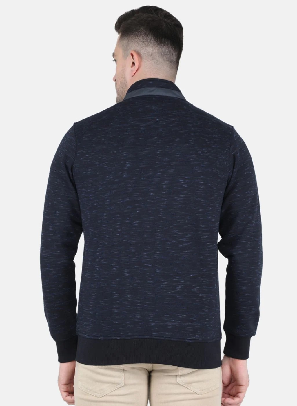 Men Blue Solid Sweatshirt - Image 3