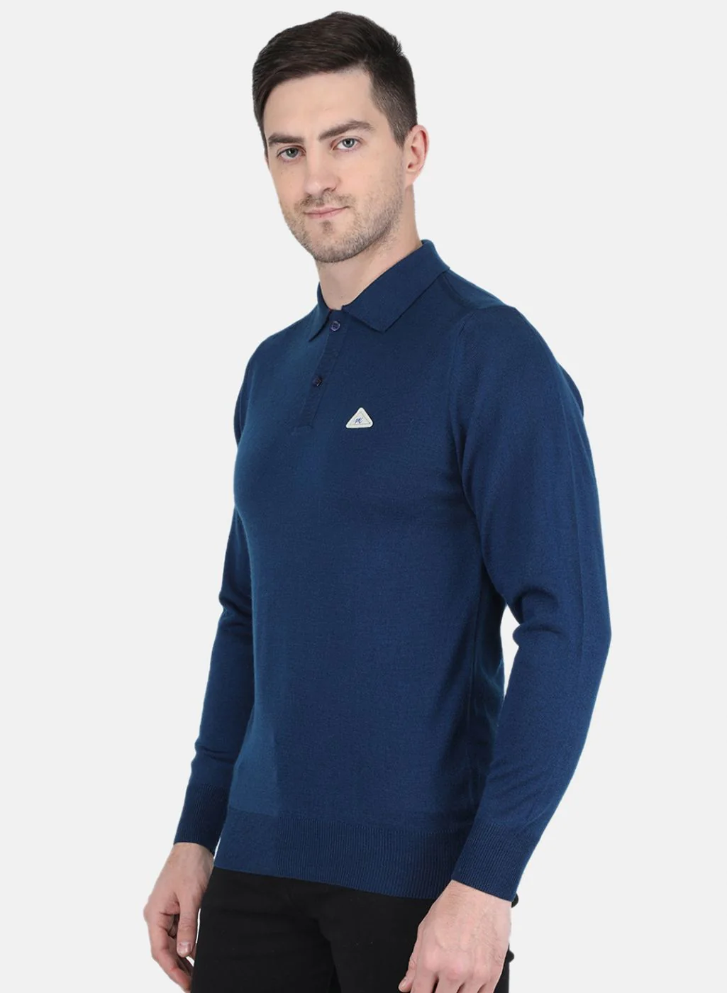 Men Blue Solid T-Shirt - Image 2