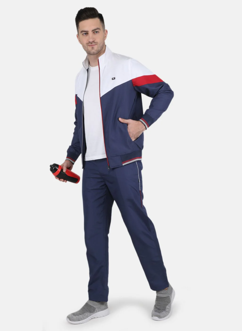 Men Blue Solid Tracksuit - Image 4