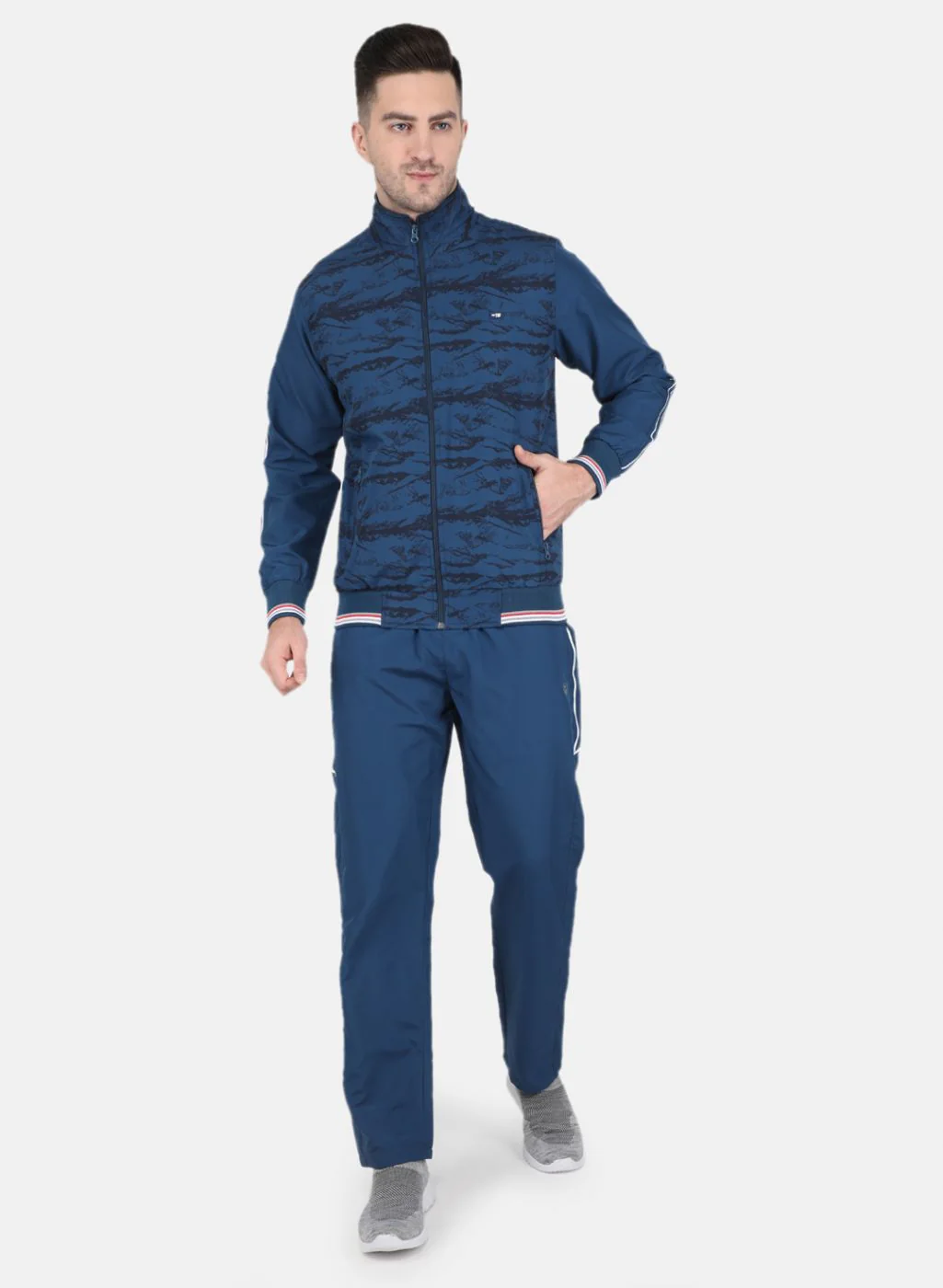 Men Blue Solid Tracksuit