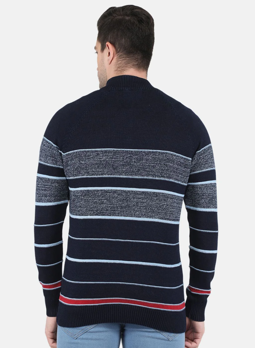 Men Blue Stripe Pullover - Image 3