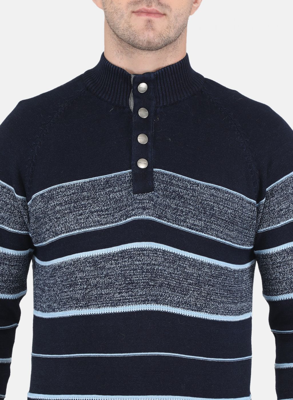 Men Blue Stripe Pullover - Image 5