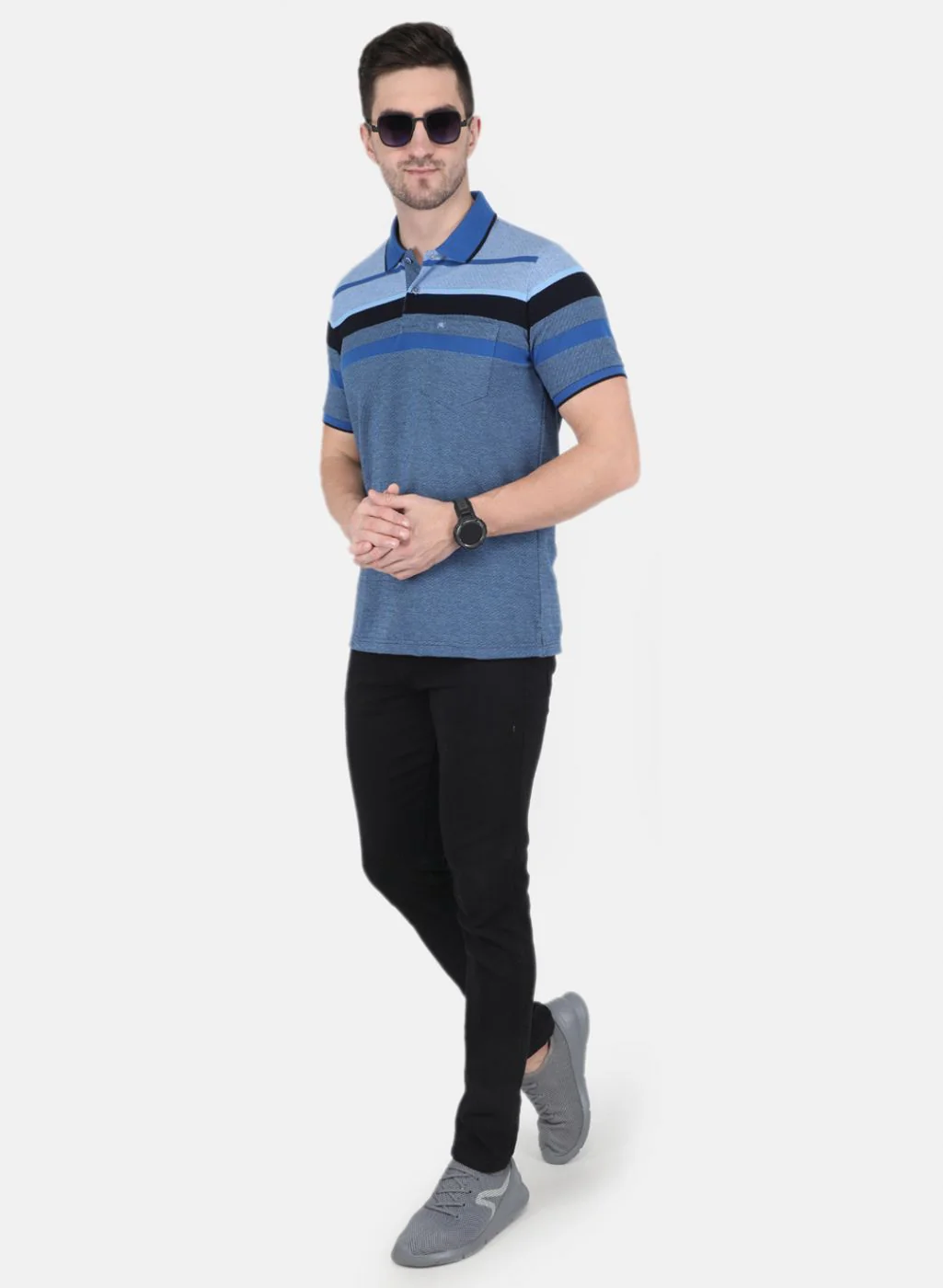 Men Blue Stripe T-Shirt - Image 4