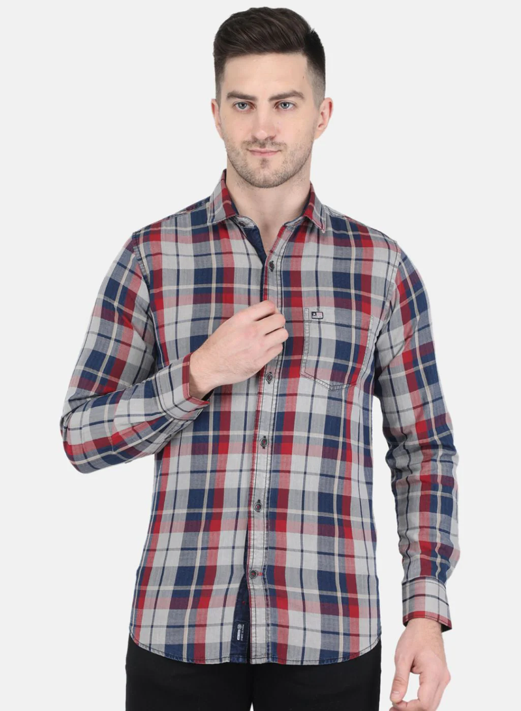 Men Brown Check Shirt