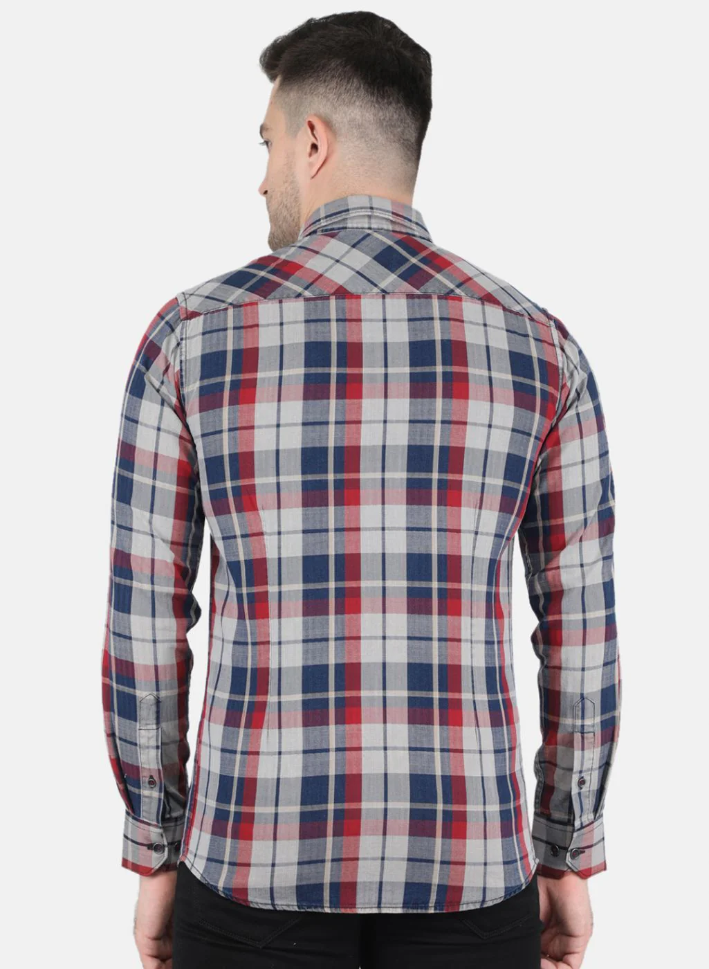 Men Brown Check Shirt - Image 3