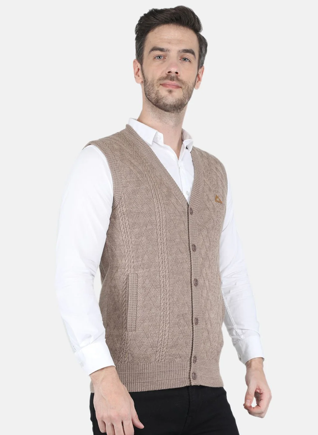 Men Brown Self design Cardigan - Image 6