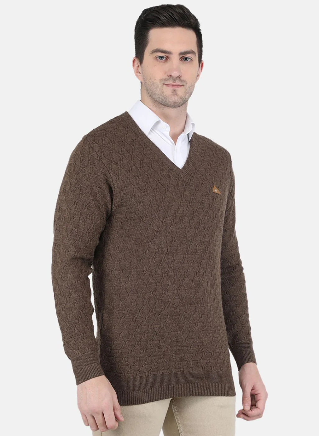 Men Brown Self design Pullover - Image 6