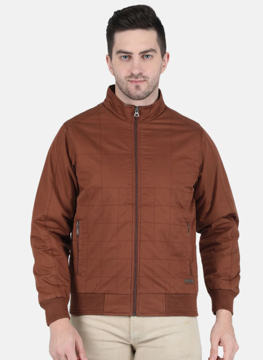 Men Brown Solid Jacket