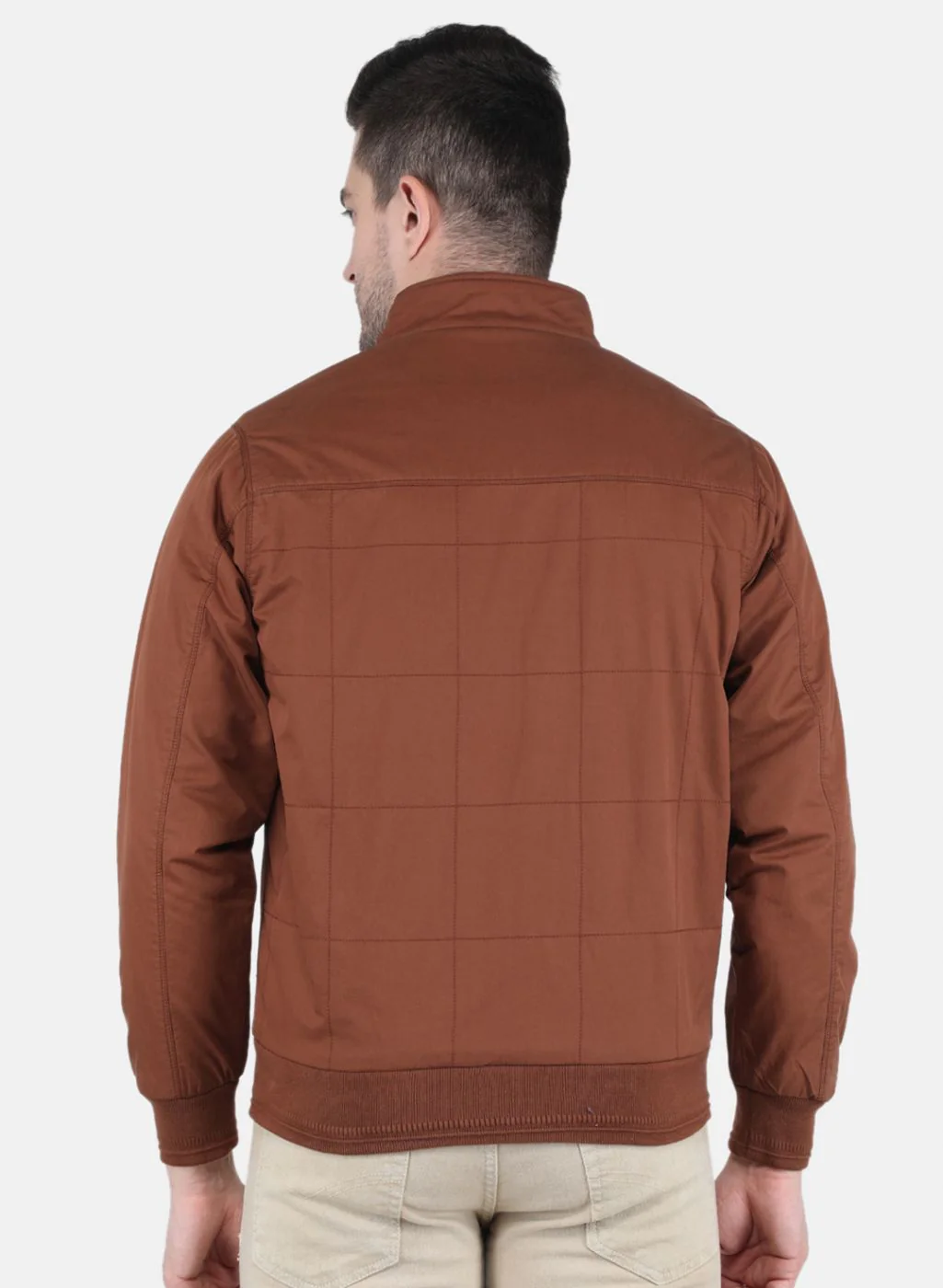 Men Brown Solid Jacket - Image 3