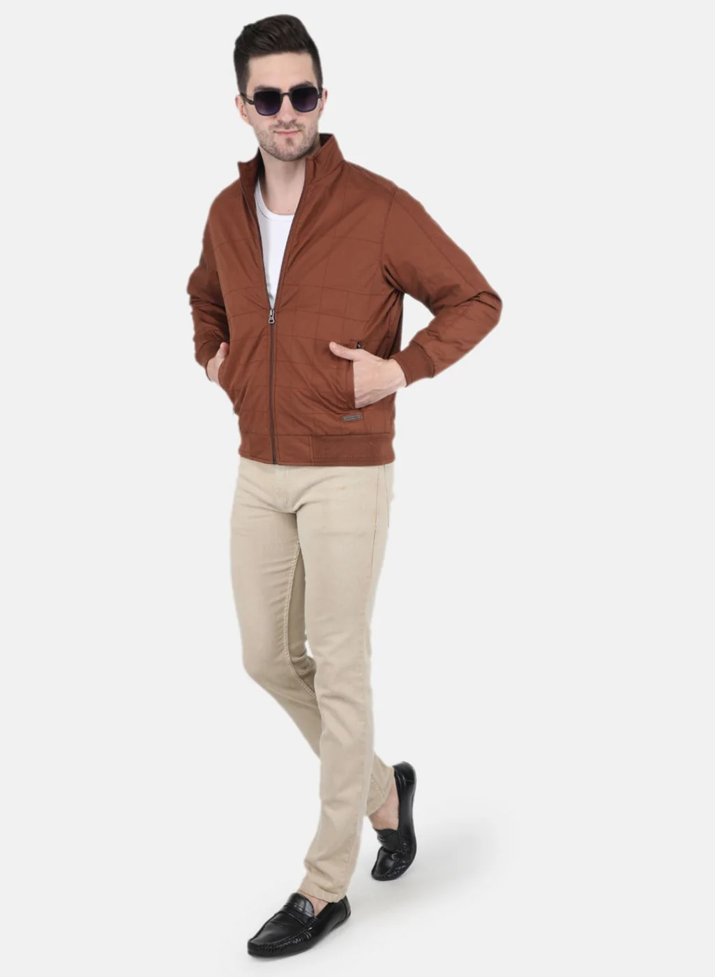 Men Brown Solid Jacket - Image 4