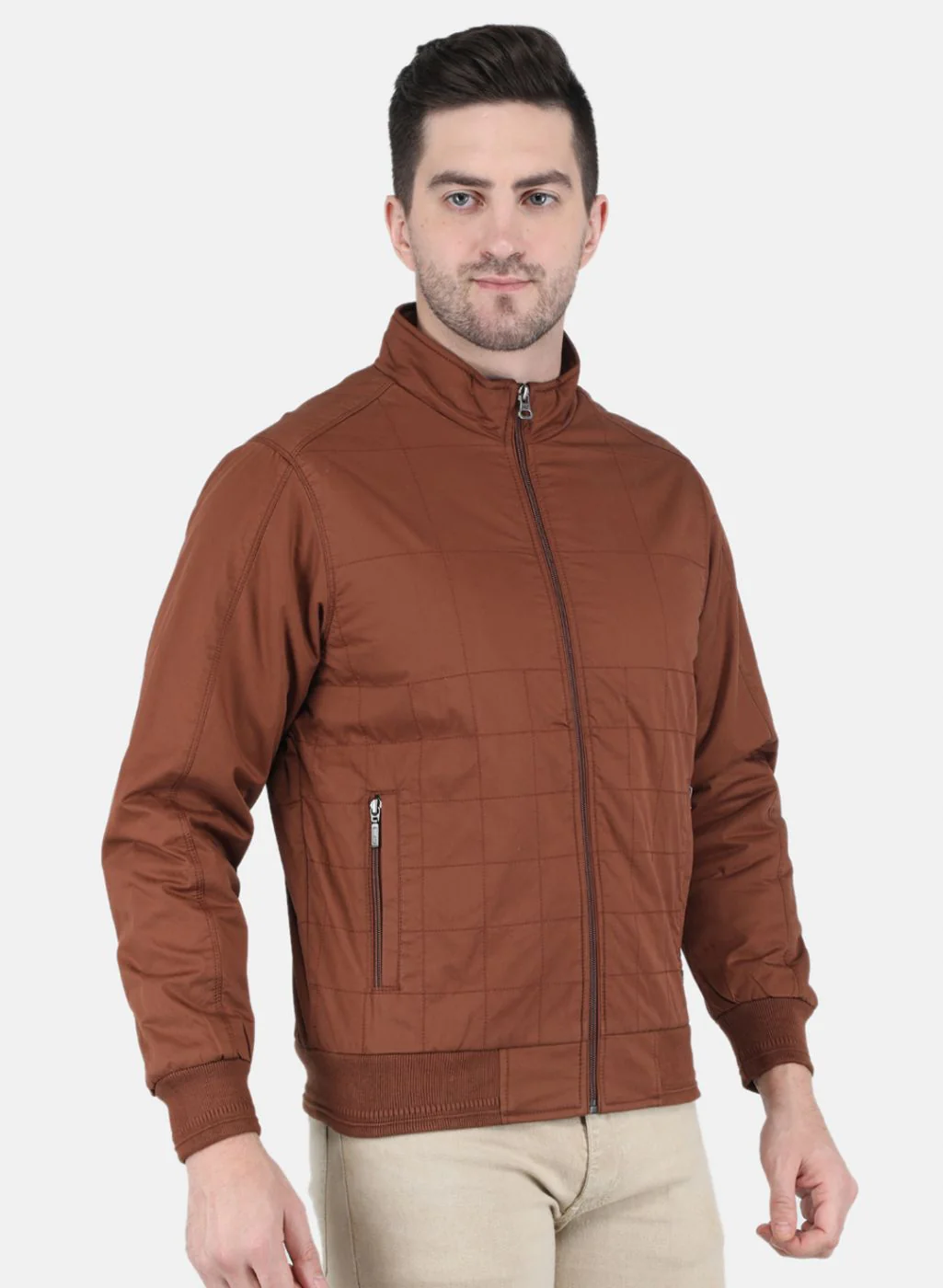 Men Brown Solid Jacket - Image 6