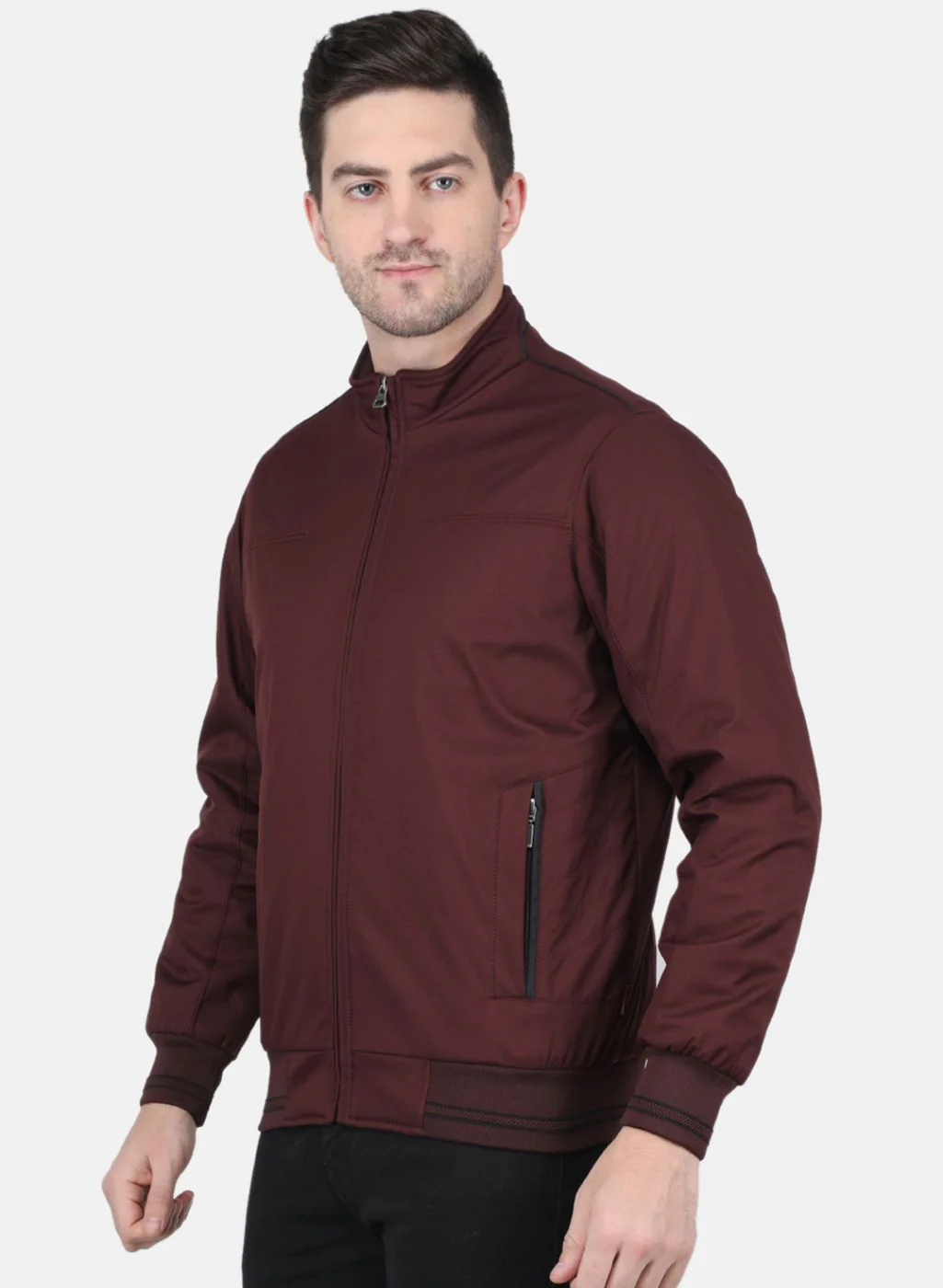 Men Brown Solid Jacket - Image 2