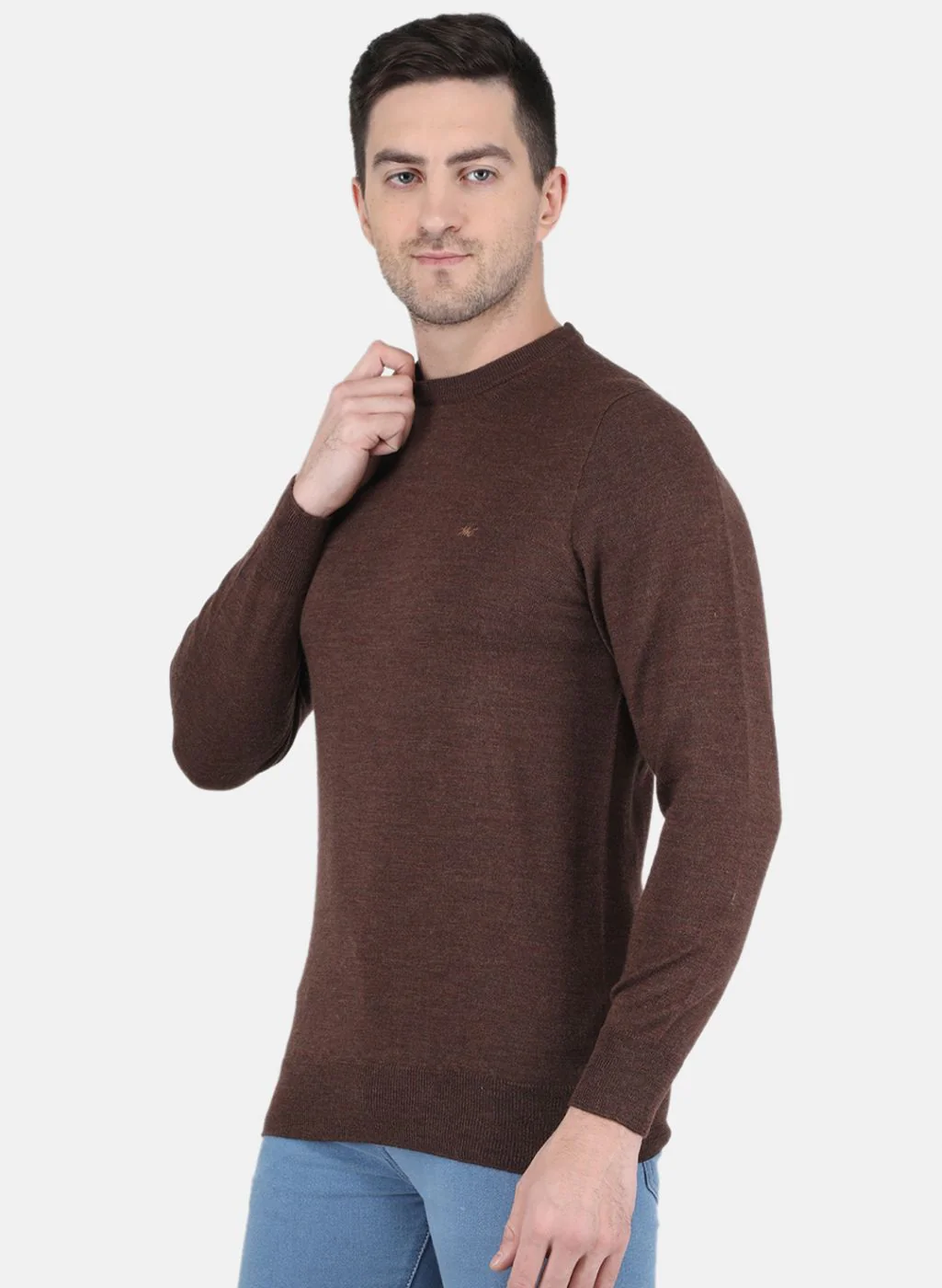 Men Brown Solid Pullover - Image 2