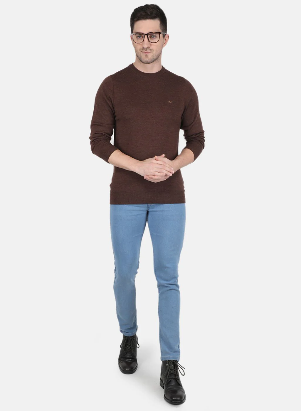 Men Brown Solid Pullover - Image 4