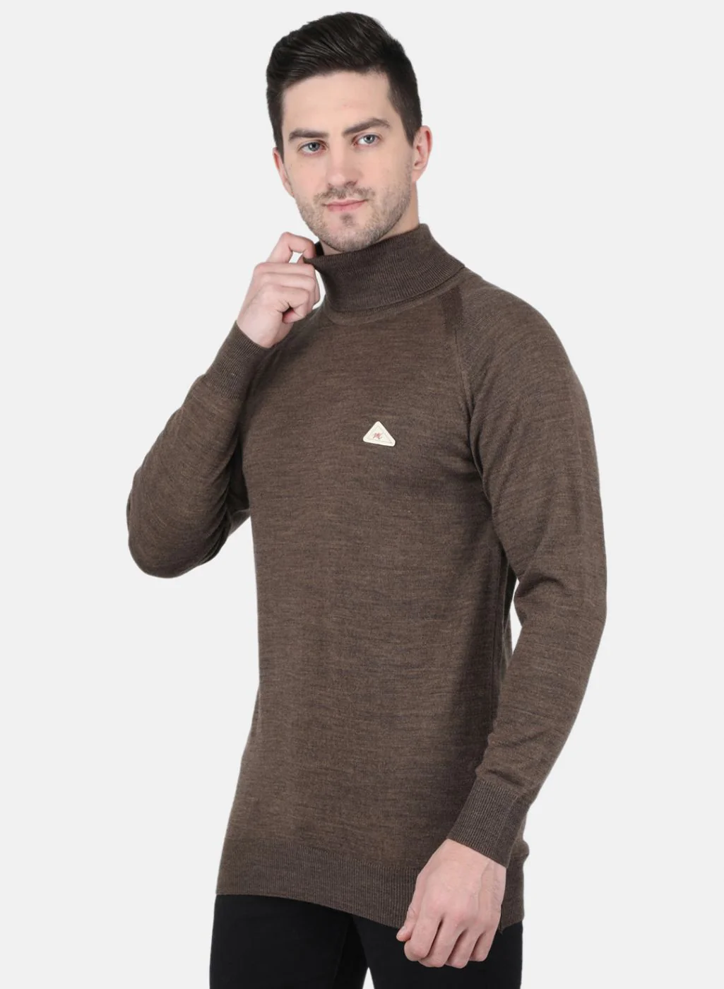 Men Brown Solid Pullover - Image 2