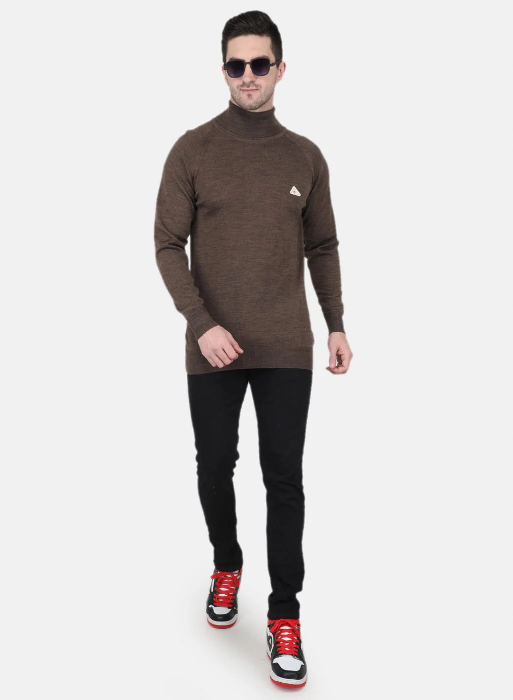 Men Brown Solid Pullover - Image 4