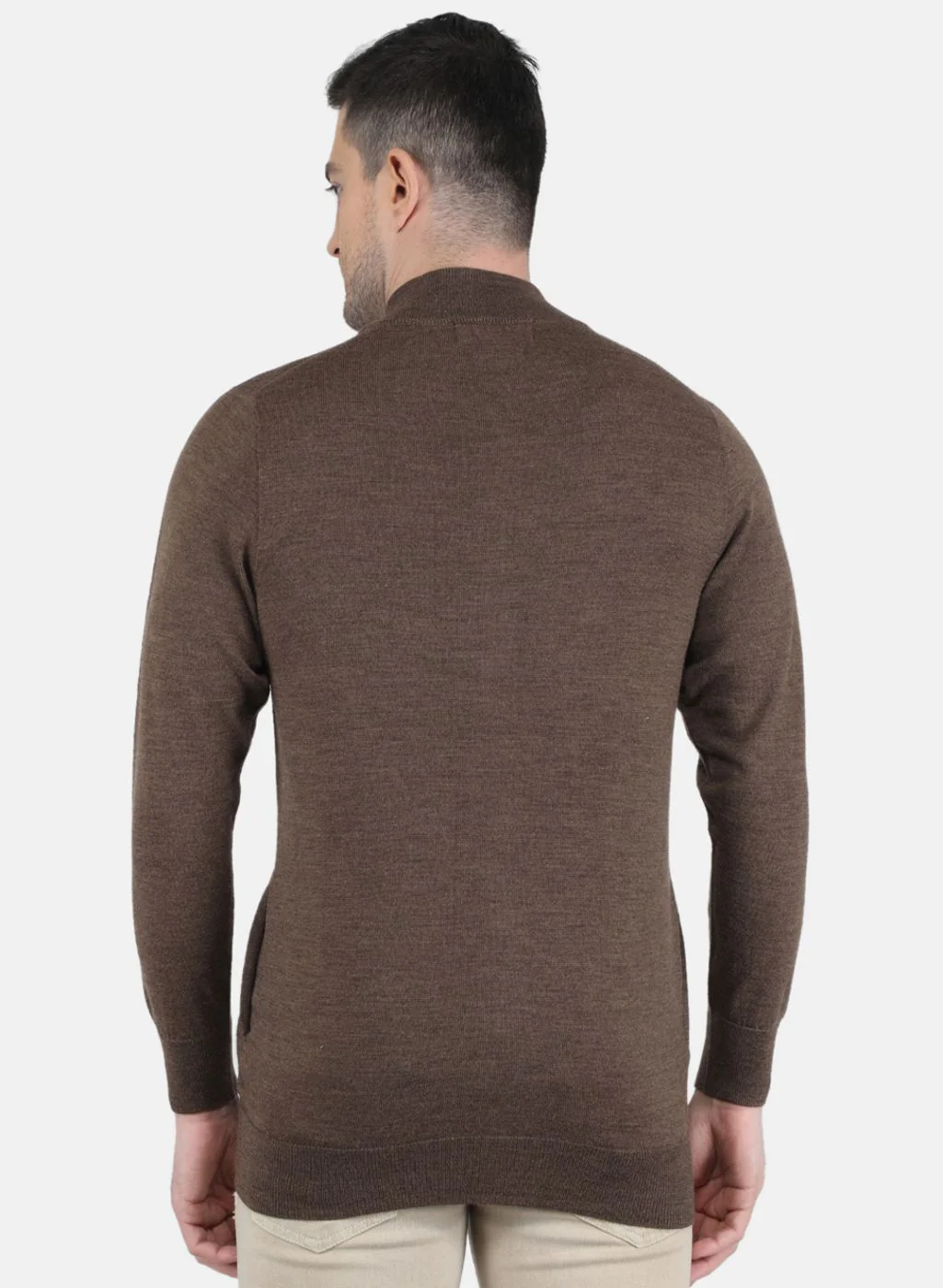 Men Brown Solid Pullover - Image 3