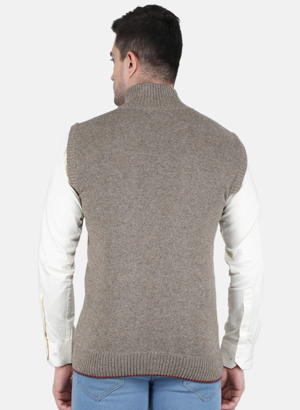 Men Brown Solid Sweater - Image 3