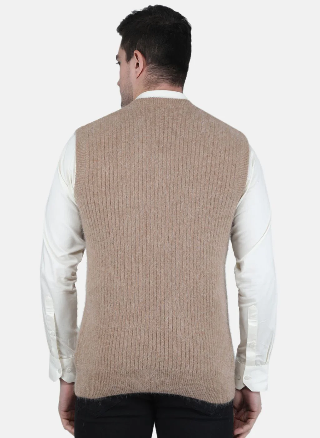Men Brown Solid Sweater - Image 3