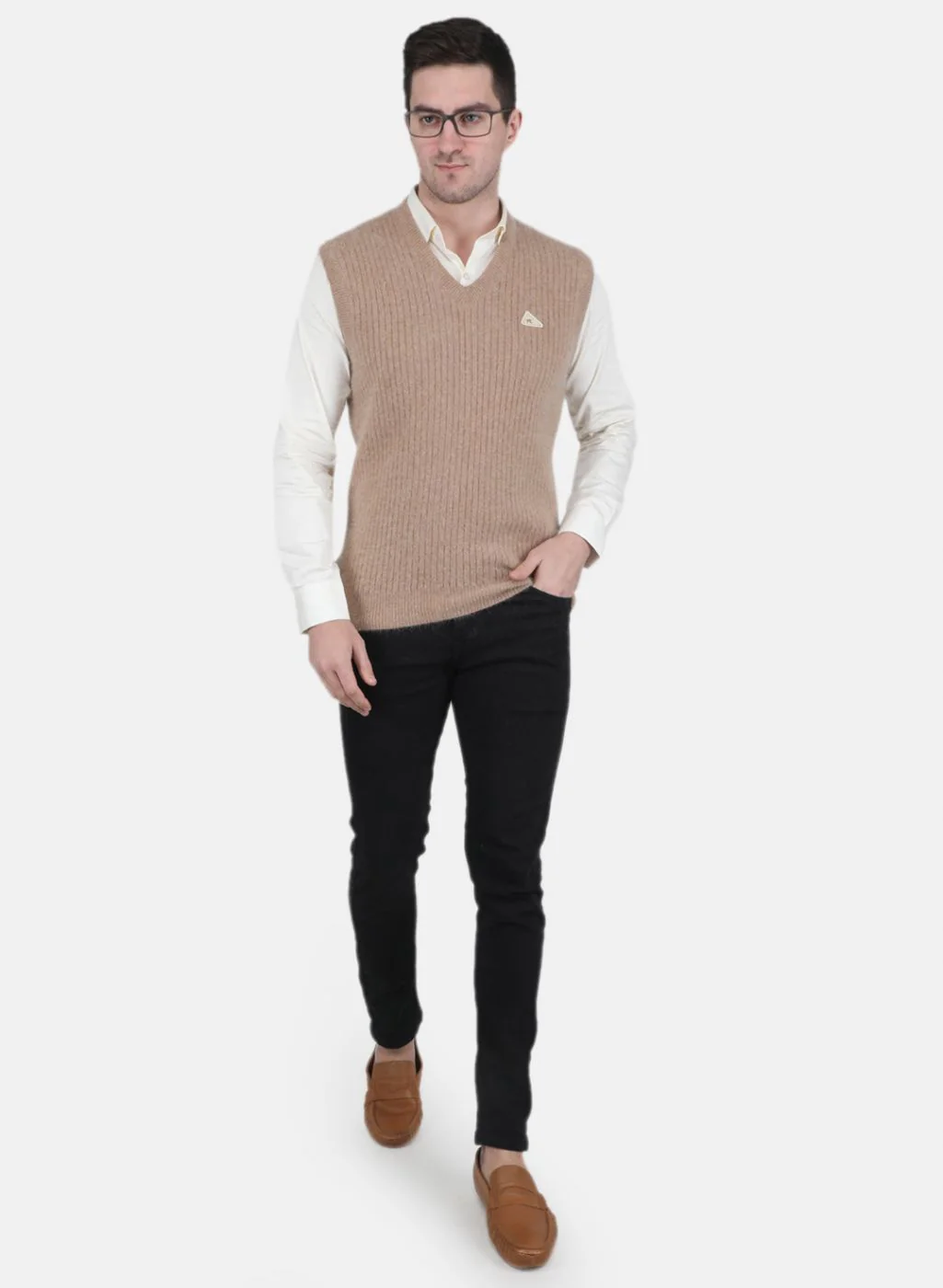 Men Brown Solid Sweater - Image 4