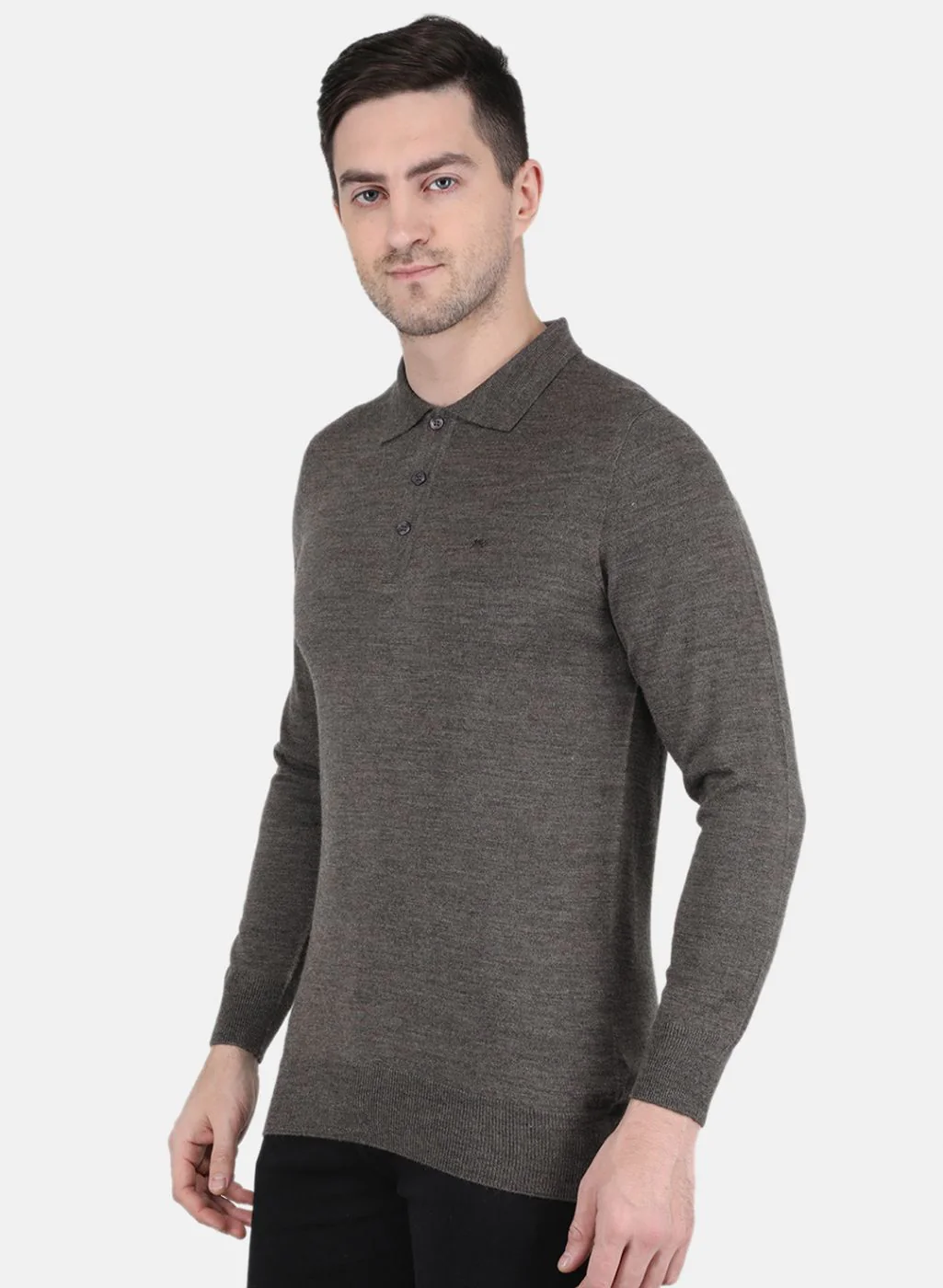 Men Brown Solid T-Shirt - Image 2