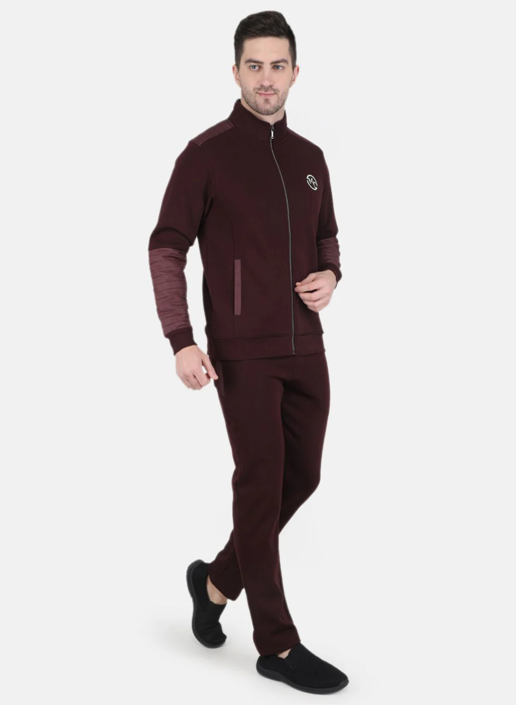 Men Burgundy Solid Tracksuit - Image 7