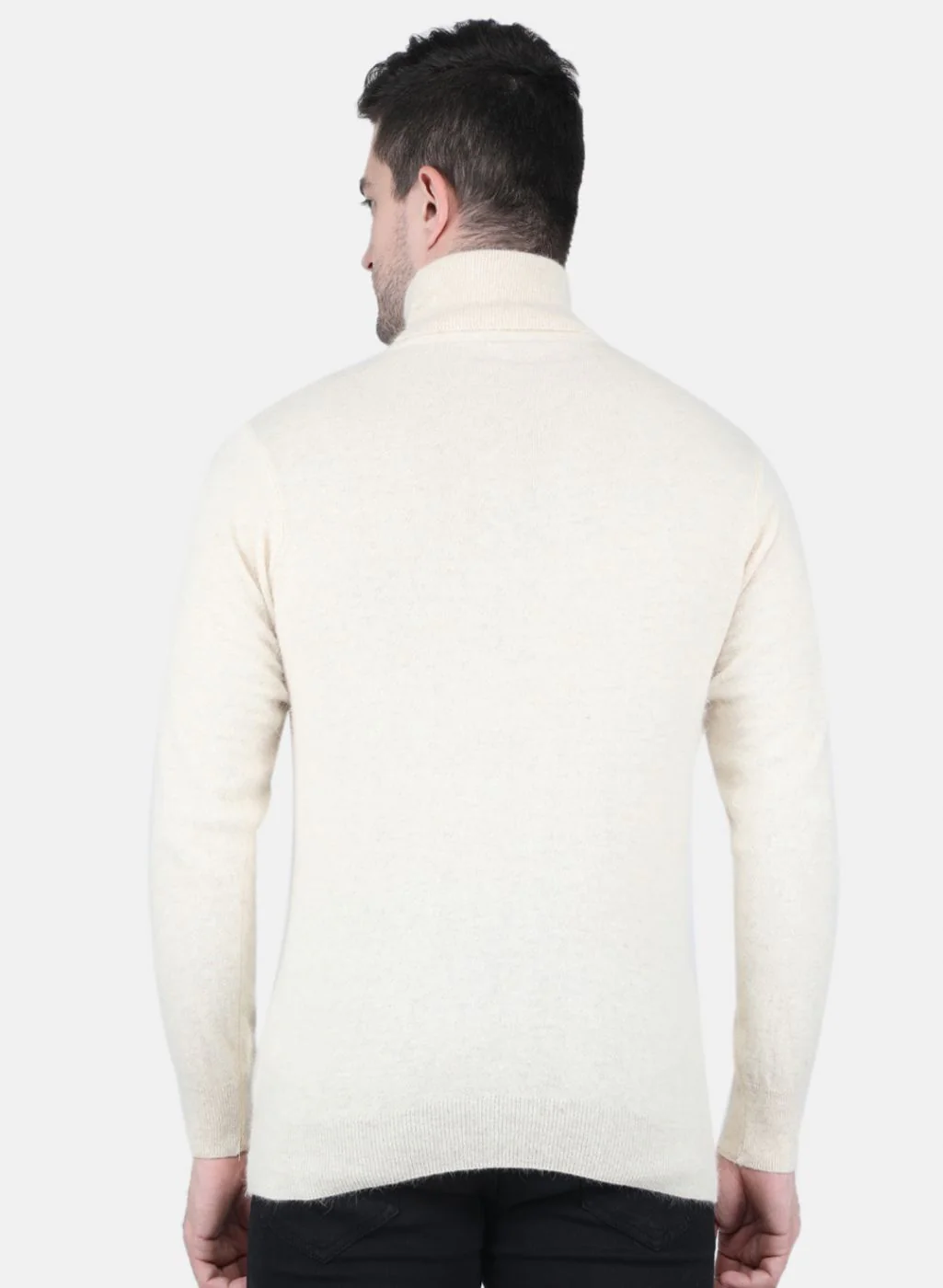 Men Cream Solid Pullover - Image 3