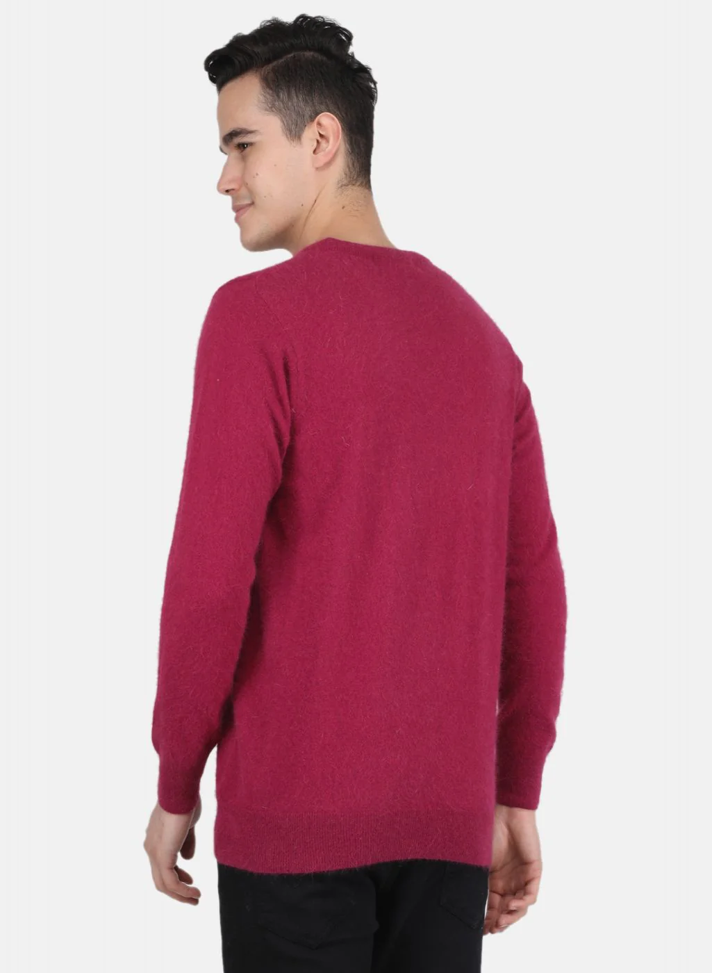 Men Dark Pink Solid Pullover - Image 3