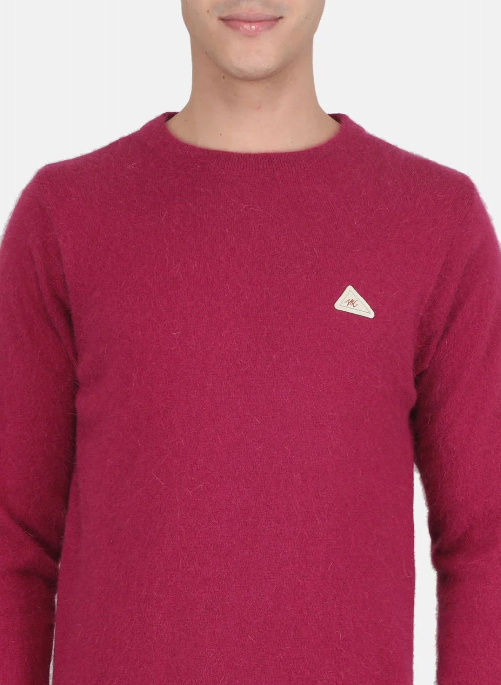 Men Dark Pink Solid Pullover - Image 5