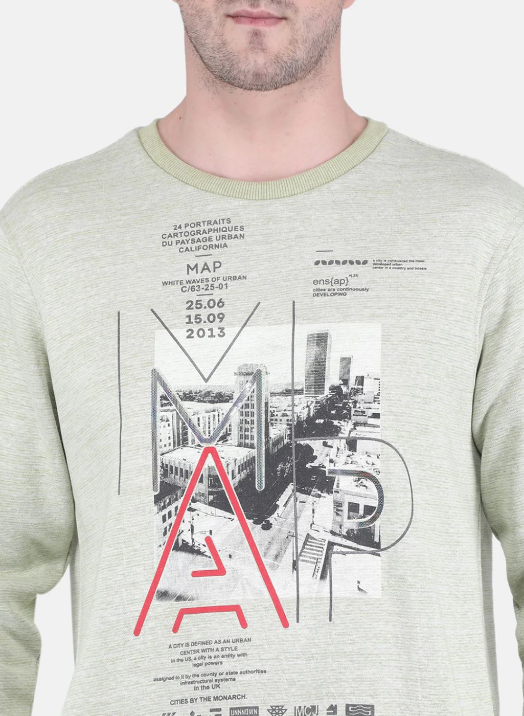 Men Green Jaquard Sweatshirt - Image 5